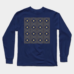 Art Deco diamonds and squares pattern navy and gold Long Sleeve T-Shirt